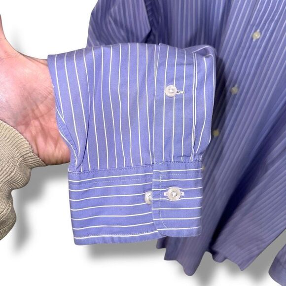 Polo Ralph Lauren Blue Striped Pinpoint Oxford Button Down Shirt Sz L - Picture 5 of 8